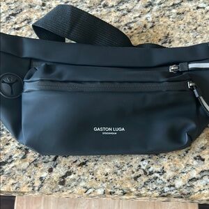 Black Belt Bag with Water-Resistant Fabric and Adjustable Strap